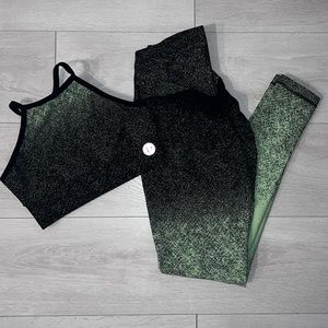Workout Set Neon Green StarDust Scrunch Butt leggings and Sports Bra